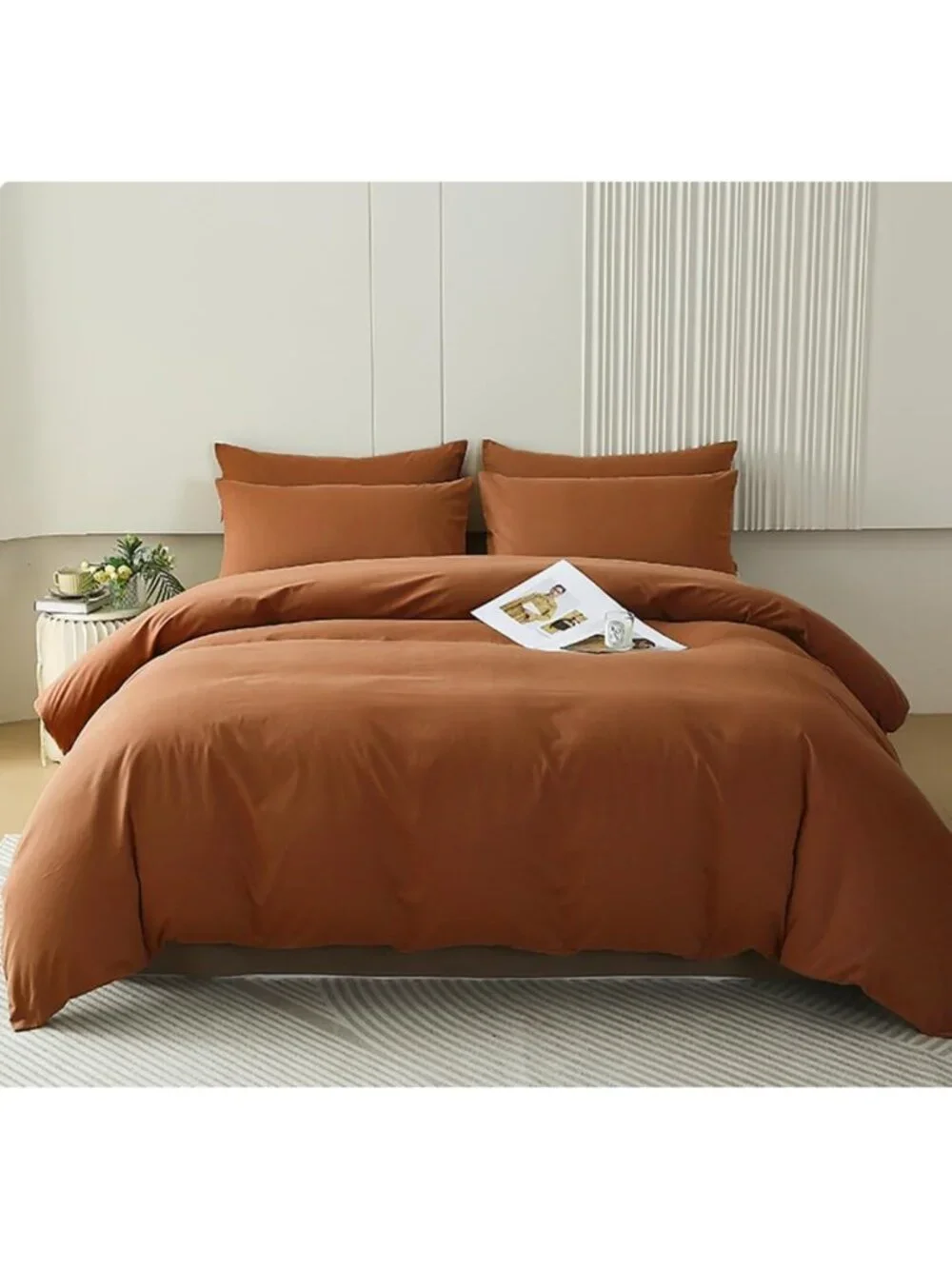 Cozy California King Pumpkin Comforter Set - Soft Terracotta Bedding, Farmhouse
